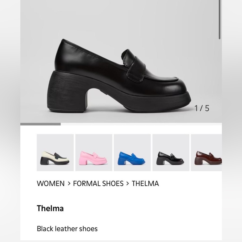 Camper Black Leather Thelma Loafer Shoe Size 38